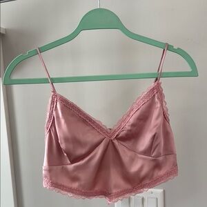 Pink Lace Trim Satin Camisole from Garage Size Small